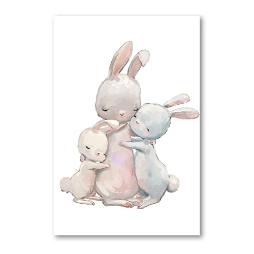 Postereck - 3643 - Süßes Hasen Poster Kinderzimmer | Hasen Mutter & Hasen Kind |Kinderzimmer Deko für Jungen und Mädchen | Hasen Kinderbild Wandposter - Poster - 3:2-61,0 cm x 40,5 cm von Postereck