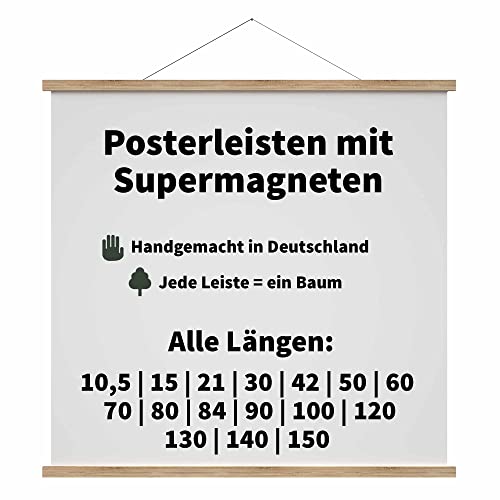 Posterleiste Eiche 120 cm DIN A0 Posterschiene Posterhänger Posterleiste Magnetisch Holz für Poster, Bilderrahmen Kunstwerk von Posterleiste24