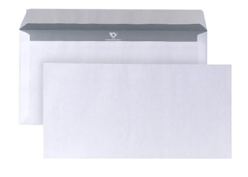 POSTHORN Briefumschlag DIN lang (1000 Stück), haftklebender Briefumschlag ohne Fenster, weiße Briefumschläge mit grauem Innendruck für Sichtschutz, 110 x 220 mm, 80g/m² von Posthorn