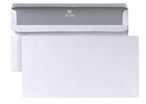 POSTHORN Kompaktbriefumschlag (1000 Stück), selbstklebender Briefumschlag ohne Fenster, weiße Briefumschläge mit grauem Innendruck, 125 x 235 mm, 80g/m² von Posthorn