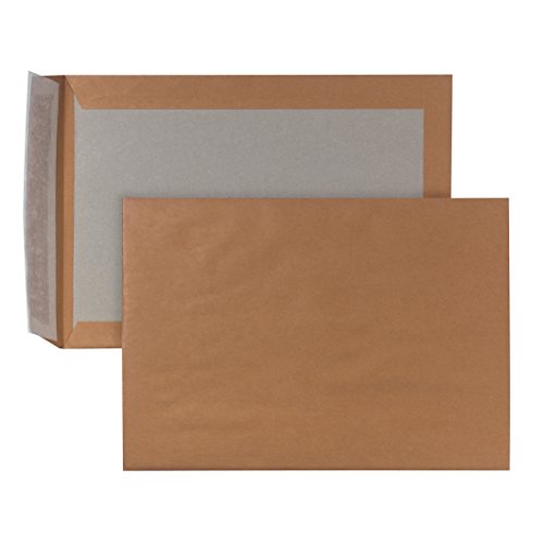 POSTHORN Papprückwandtaschen B4 (100 Stück), haftklebende Versandtasche mit Papprückwand, braune Versandtaschen B4 mit Papprückwand aus Graupappe 450g/m², 353 x 250 mm, 120g/m² von Posthorn
