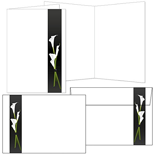 10 Klappkarten Trauer weiße Calla mit Umschlag Format DIN A6 2007-10 von Postkarten-Style