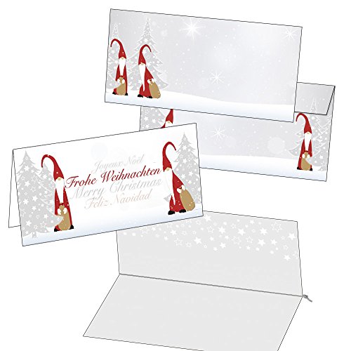 10 Klappkarten Weihnachtskarten Wichtel mit Umschlag und Einlegern Format DIN lang 2011 von Postkarten-Style