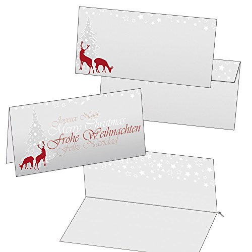 50 Klappkarten Weihnachtskarten rotWild mit Umschlag und Einlegeblättern Format DIN lang 2010 von Postkarten-Style