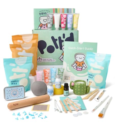 Pott’d Kerzenmacher Töpferset für Zuhause – DIY Kerzen Bastelset für Erwachsene. Personalisiere deine eigenen Kerzen mit Pott’d lufttrocknendem Ton, Wachs, Dochten, Werkzeugen, Duftöl & Anleitungen von Pott'd