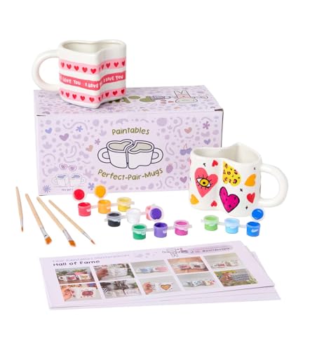 Pott’d Paintables Perfektes-Paar-Tassen – Herzförmiges Tassen-Bemalset für Paare mit Keramikfarben, Pinseln & Inspirationsguide für Date Nights oder Valentinstagsgeschenke von Pott'd