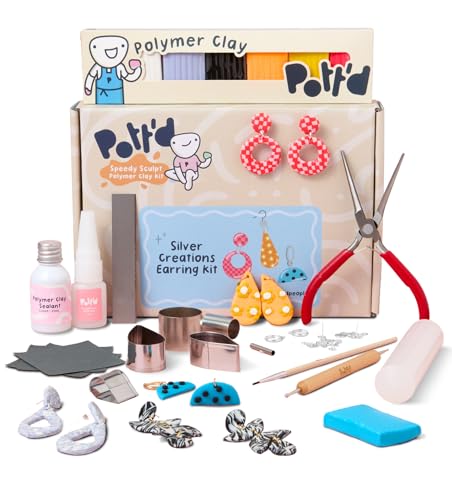 Pott’d Polymer Clay Ohrring-Set – Bastelset für Erwachsene & Einsteiger mit Werkzeugen, Knete und silberfarbenem Zubehör – DIY-Geschenk für kreative Köpfe Pott’d Polymer Clay Ohrring-Set – Bastelset für Erwachsene & Einsteiger mit Werkzeugen, Knete und silberfarbenem Zubehör – DIY-Geschenk für kreative Köpfe von Pott'd