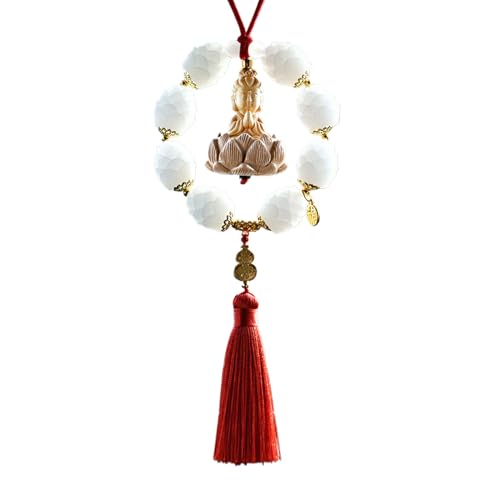 Auto Anhänger - Dekorative Buddha Auto Ornament | Holzperlen Anhänger mit Buddha Statue Ornament für Männer Frauen von Poupangke