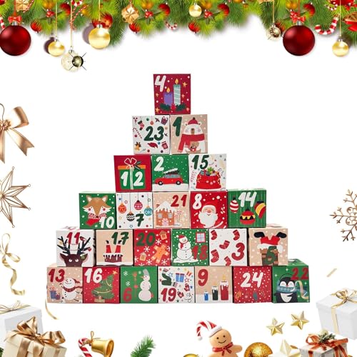 Leerer Adventskalender - Spielzeug Adventskalender Box 24 Tage - Organizer Behälter für Festliche Feiern Kinder Aktivitäten Geselligkeit von Poupangke
