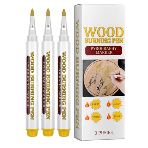 Poupangke Holzbrennmarker, 3 Stück, Holzzeichnungsstift, Holzbearbeitung, Brennstift, Kunst-Holzbrennpasten-Marker, präzise und einfach Designs auf und Handwerk, für Anfänger, Poupangke Holzbrennmarker, 3 Stück, Holzzeichnungsstift, Holzbearbeitung, Brennstift, Kunst-Holzbrennpasten-Marker, präzise und einfach Designs auf und Handwerk, für Anfänger, von Poupangke