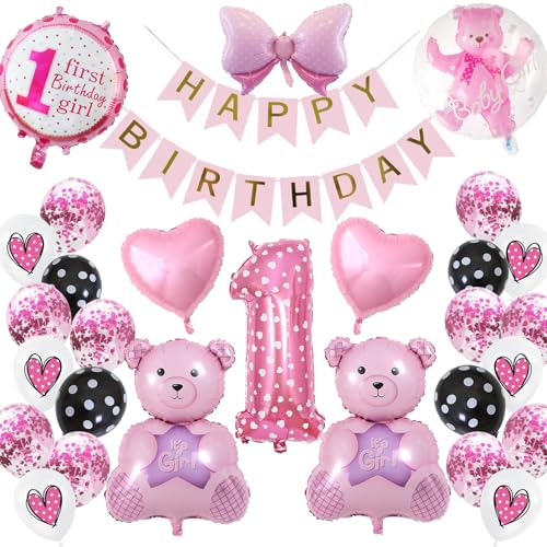 Minnie Mouse Geburtstag Deko, Kindergeburtstag Party Supplies Dekorationen, Minnie Luftballons Themed Party Deko 1 Geburtstag, Geburtstag deko Mädchen, Großem Minnie Ballon von PousXiyor