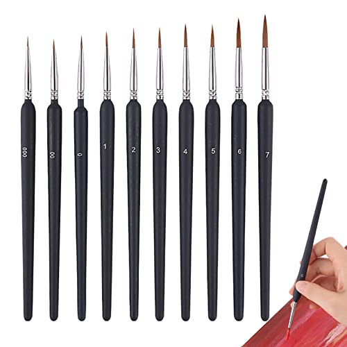 Povanjer Detail-Pinsel | 10-teiliges Miniaturpinsel-Set mit feinen Details,Professionelles Pinselset für kleine Farben für Aquarell, Öl, Gesicht, Acryl, Nägel, Strichzeichnungen, maßstabsgetreue Povanjer Detail-Pinsel | 10-teiliges Miniaturpinsel-Set mit feinen Details,Professionelles Pinselset für kleine Farben für Aquarell, Öl, Gesicht, Acryl, Nägel, Strichzeichnungen, maßstabsgetreue von Povanjer