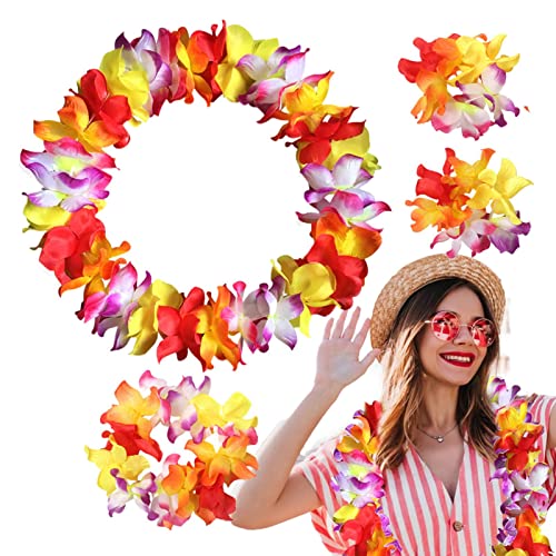 Povanjer Hawaiianische Lei | 4-teiliges künstliches tropisches Blumen-Leis-Set, hawaiianische Halskette, elastisches Kranzarmband | Gastgeschenke für Geburtstagsfeiern Povanjer Hawaiianische Lei | 4-teiliges künstliches tropisches Blumen-Leis-Set, hawaiianische Halskette, elastisches Kranzarmband | Gastgeschenke für Geburtstagsfeiern von Povanjer