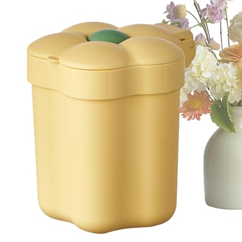 Povanjer Kleiner Büro-Mülleimer, Tischmülleimer, Recycling-Mülleimer für Blumentheken | Kleiner Bürokorb, Tischmülleimer mit Deckel für Badezimmer, Arbeitsplatz, von Povanjer