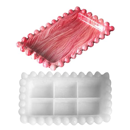 Teller Form, Harz Tablett Form mit Perlenkanten, Rechteckform mit Perlenkanten, Epoxidharz Silikonformen Rechteckige Form mit Perlenkanten, Silikonformen Epoxidharz, Rechteckige Platte von Povanjer