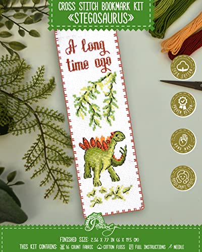 Povitrulya Dinosaurier-Kreuzstich-Set Stegosaurus – DIY Lesezeichen Set für Handstickerei von Povitrulya