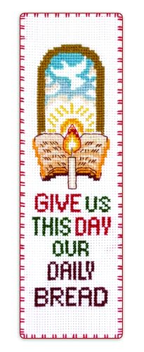 Povitrulya Kreuzstich-Lesezeichen-Set "Give Us This Day Our Daily Bread", christlicher Bibelvers Stickerei, Geschenk, religiöses Bastelhandwerk für Gebets-, Glaubens- und Schriftliebhaber von Povitrulya