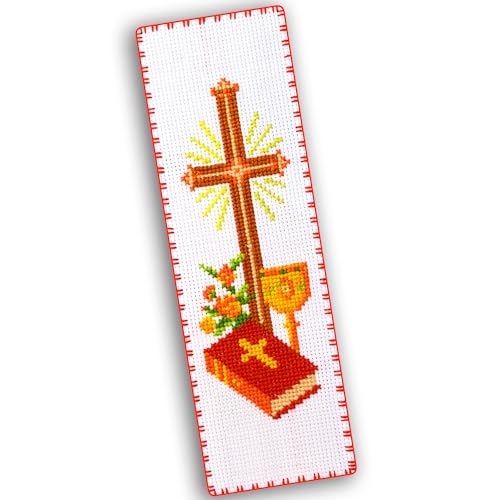 Povitrulya Kreuzstich-Lesezeichen-Set Heiliges Kreuz – DIY-Stickset für Erwachsene mit Papiermuster, 16-fädiger Aida-Leinwand und vorsortierter Zahnseide von Povitrulya