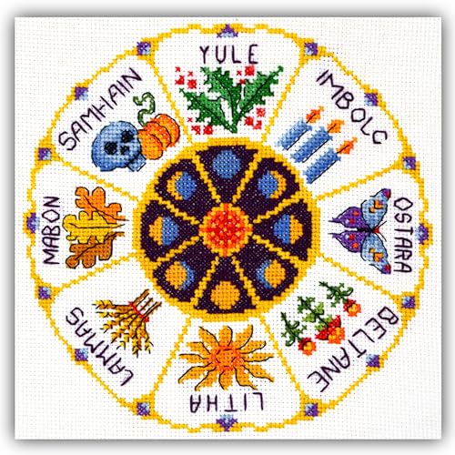 Povitrulya Kreuzstich-Set Rad des Jahres – heidnisches keltisches Wicca-Design-Muster – Handstickerei-Set, 30,5 x 30,5 cm Povitrulya Kreuzstich-Set Rad des Jahres – heidnisches keltisches Wicca-Design-Muster – Handstickerei-Set, 30,5 x 30,5 cm von Povitrulya