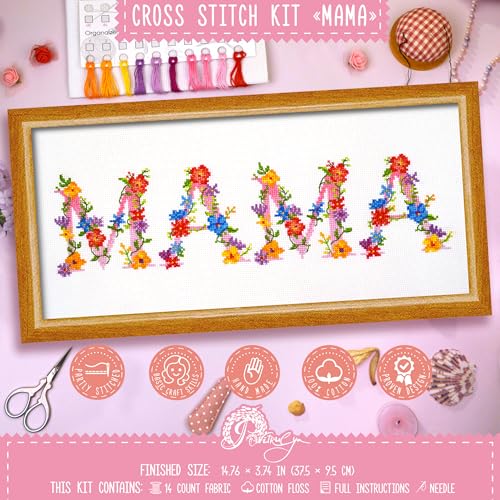 Povitrulya MAMA Kreuzstich-Set nach Zählmuster, Stickset mit Papiermuster, vorsortierter Zahnseide und leerer Aida-Leinwand, 14-fädig, handgefertigtes Geschenk Povitrulya MAMA Kreuzstich-Set nach Zählmuster, Stickset mit Papiermuster, vorsortierter Zahnseide und leerer Aida-Leinwand, 14-fädig, handgefertigtes Geschenk von Povitrulya