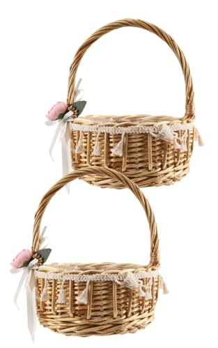 Povxlum 2 Stück Lace Gewebter Blumenkorb, Blumenkörbchen Hochzeit für Kinder,Körbchen mit, Handgefertigter Blumenkorb mit Schleife Streukörbchen Hochzeit Kinder Povxlum 2 Stück Lace Gewebter Blumenkorb, Blumenkörbchen Hochzeit für Kinder,Körbchen mit, Handgefertigter Blumenkorb mit Schleife Streukörbchen Hochzeit Kinder von Povxlum