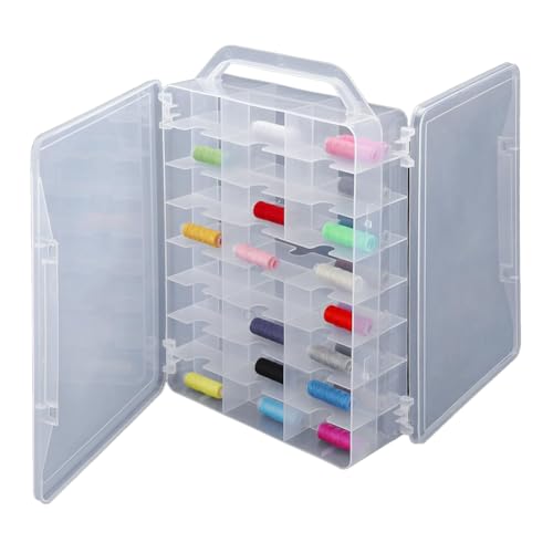 Povxlum Aufbewahrungsbox für Nähgarn-Aufbewahrungsbox mit Doppelseitigen 46 Fächern Nähorganizer für Stickgarn, Schmuck und Nagellack Povxlum Aufbewahrungsbox für Nähgarn-Aufbewahrungsbox mit Doppelseitigen 46 Fächern Nähorganizer für Stickgarn, Schmuck und Nagellack von Povxlum