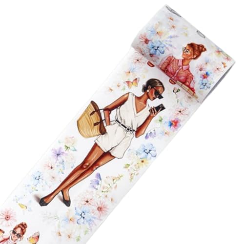 Povxlum Bloom & Breites Washi Klebeband Tape, Einzelrolle, Originelle, Dekorative BlumenmäDchen, Charaktere und Figuren, Transparenter Povxlum Bloom & Breites Washi Klebeband Tape, Einzelrolle, Originelle, Dekorative BlumenmäDchen, Charaktere und Figuren, Transparenter von Povxlum