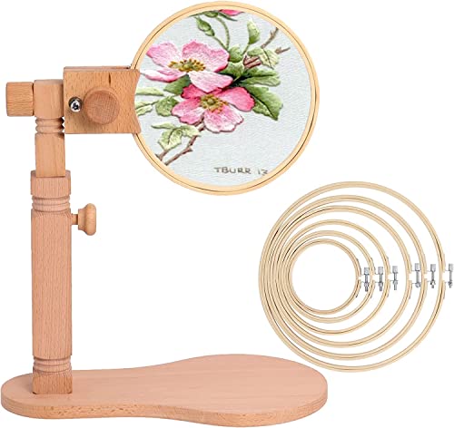Stickrahmen Halterung aus Holz mit Runder Stickrahmen, Stickständer aus Holz für Tisch und Couch mit Kreuzstich Ring für Handarbeiten Kunsthandwerk Nähprojekte von Poweka Stickrahmen Halterung aus Holz mit Runder Stickrahmen, Stickständer aus Holz für Tisch und Couch mit Kreuzstich Ring für Handarbeiten Kunsthandwerk Nähprojekte von Poweka von Poweka