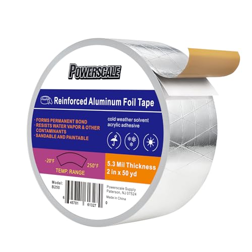 PowerScale Aluminium Klebeband 50mmx45m Metallband Selbstklebend, Hitzebeständiges klebeband,Wasserdichtes Klebeband,Aluband für innen und außen PowerScale Aluminium Klebeband 50mmx45m Metallband Selbstklebend, Hitzebeständiges klebeband,Wasserdichtes Klebeband,Aluband für innen und außen von PowerScale