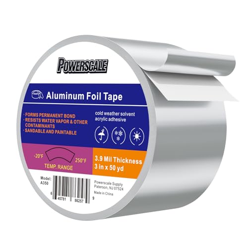 PowerScale Aluminium Klebeband 75mm x 45m Dicke 0.1mm Metallband Selbstklebend Wasser- und Hitzebeständiges Klebeband Alu Klebebandd für Wartung von Rohrleitungen PowerScale Aluminium Klebeband 75mm x 45m Dicke 0.1mm Metallband Selbstklebend Wasser- und Hitzebeständiges Klebeband Alu Klebebandd für Wartung von Rohrleitungen von PowerScale