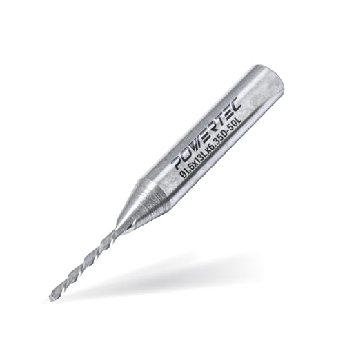 POWERTEC 1/16 Zoll Downhill Cut Spiralfräser-Bit, Hartmetall-Routerbohrer mit 1/2 Zoll Schnittlänge und 2 Zoll Länge. Geeignet für von PowerTec