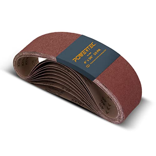 POWERTEC 110680V Schleifbänder, 10,2 x 91,4 cm, Aluminiumoxid, Körnung 80, Premium-Schleifpapier, 10 Stück POWERTEC 110680V Schleifbänder, 10,2 x 91,4 cm, Aluminiumoxid, Körnung 80, Premium-Schleifpapier, 10 Stück von PowerTec