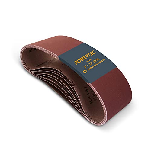 POWERTEC 110980 3 x 21" Sanding Belts | 400 Grit Aluminum Oxide Sanding Belt | Premium Sandpaper For Portable Belt Sander – 10 Pack von PowerTec