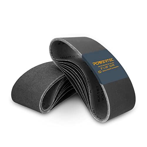 POWERTEC 46006 Schleifbänder, 7,6 x 45,7 cm, Siliziumkarbid, je 2 Stück 120/240/400/600/800/1000, 12 Stück von PowerTec