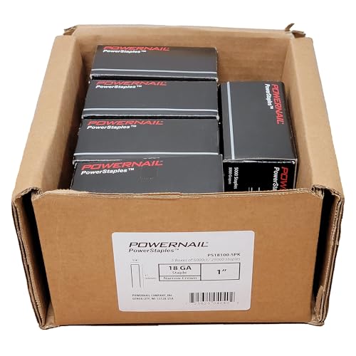 Powernail PS18100 Klammern mit schmaler Krone, 18 Gauge, 1/4 Zoll, 2,5 cm Länge, Keilspitze, 5 Boxen mit 5000 ct, 25000 Heftklammern) von Powernail