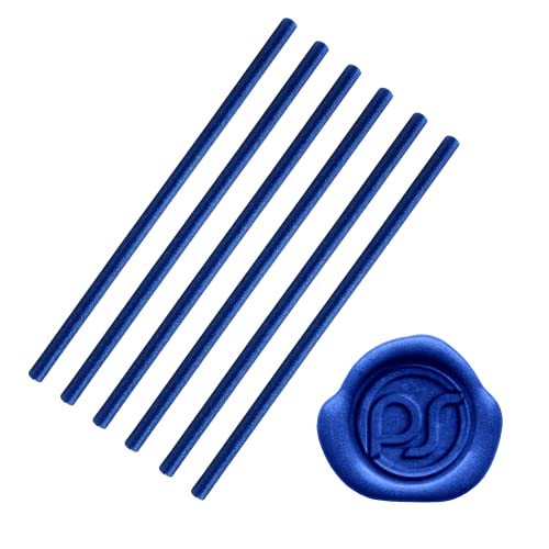 6 Stück Siegelwachsstäbchen 18 cm Glitzer aus ungiftigem Silikon für Heißklebepistole, für Siegelwachs-Siegelwachs für Hochzeitseinladungen, Liebesumschläge (7 mm, Blau) von Powersell