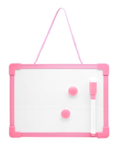 Mini Whiteboard, magnetisch, löschbar, mit schwarzem Marker, Radierer und 2 Magneten – 15 x 20 cm, mehrfarbig – für Kinder, Zeichnung, Schule, Haus, Büro, Kinderzimmer, Studio (Rosa) von Powersell