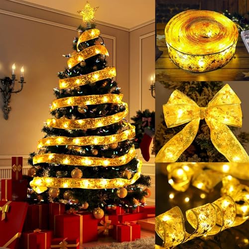Powice Weihnachtsband Lichter, 5M 50 LED Glänzende Bänder Lichter, Weinachtsdekorationen, Weihnachtsbaum Lichterkette,Lichterkette Batterie für Urlaub,Party,Innen und Außenbereich Weihnachtsdekoration Powice Weihnachtsband Lichter, 5M 50 LED Glänzende Bänder Lichter, Weinachtsdekorationen, Weihnachtsbaum Lichterkette,Lichterkette Batterie für Urlaub,Party,Innen und Außenbereich Weihnachtsdekoration von Powice