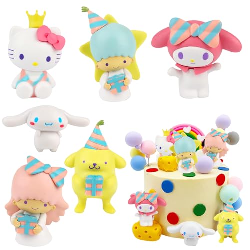 6 Stück Hellokitty Tortendeko, San-rio Mini Figuren Kuchen Deko, Cinnamo-roll Cake Toppers, Figur Tortendeko für Mädchen Party Cake Dekoration 6 Stück Hellokitty Tortendeko, San-rio Mini Figuren Kuchen Deko, Cinnamo-roll Cake Toppers, Figur Tortendeko für Mädchen Party Cake Dekoration von Powmag