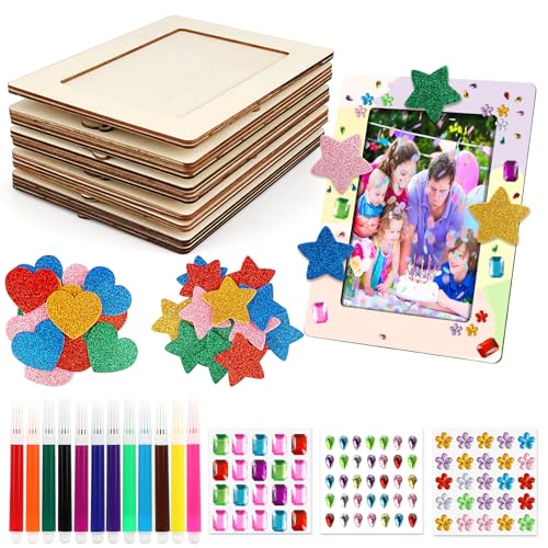 Powmag Bilderrahmen zum Bemalen, 10 Stück Bilderrahmen Holz Set,Holzbilderrahmen zum Bemalen, 20x15cm DIY Kinder Basteln Holzrahmen mit Glitzersteine Glitter Moosgummi Aufkleber Powmag Bilderrahmen zum Bemalen, 10 Stück Bilderrahmen Holz Set,Holzbilderrahmen zum Bemalen, 20x15cm DIY Kinder Basteln Holzrahmen mit Glitzersteine Glitter Moosgummi Aufkleber von Powmag
