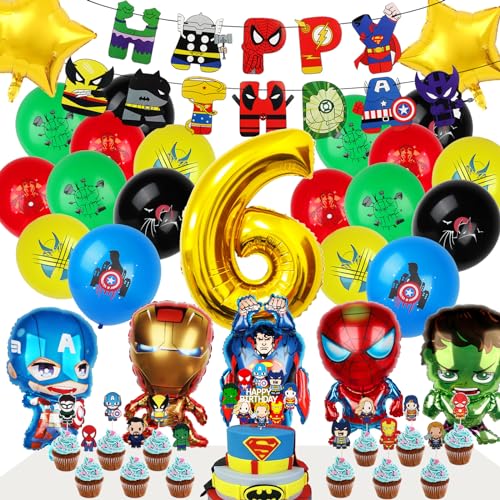 Powmag Geburtstagsdeko Jungen 6 Jahre, Superhelden Geburtstagsdeko Kindergeburtstag Party Deko, für Kinder Junge Avenger Thema Deko Geburtstag Deko Powmag Geburtstagsdeko Jungen 6 Jahre, Superhelden Geburtstagsdeko Kindergeburtstag Party Deko, für Kinder Junge Avenger Thema Deko Geburtstag Deko von Powmag