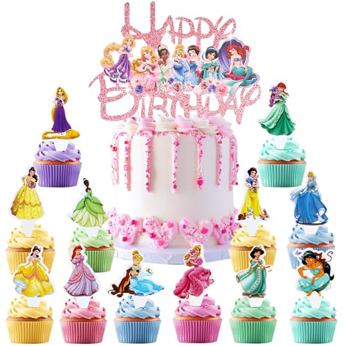 Powmag Princess Cake Topper für Mädchen - Kuchen Deko für Geburtstag und Party - Tortendeko Supplies Powmag Princess Cake Topper für Mädchen - Kuchen Deko für Geburtstag und Party - Tortendeko Supplies von Powmag