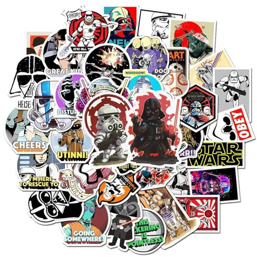 Star Wars Sticker, 100 Stück Star Wars Aufkleber, Wasserfeste Vinyl Aufkleber Coole Graffiti Stickers für Laptop Skateboard Koffer Helm Auto Fahrrad Handy, Geschenk für Kinder Teenager Erwachsene von Powmag