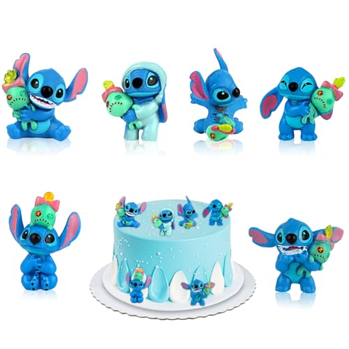 6 Stück Stitch Mini Figuren, Stitch Tortendeko, Geburtstag Kuchen Deko, Lilo und Stitch Figur, Stitch Geburtstagsdeko Cupcake Topper für Kinder von Powmag