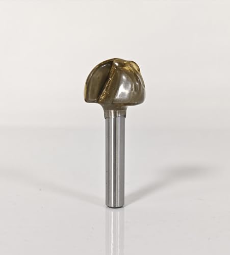 Powpact Kernkasten-Fräser-Bit, 3/4 Zoll Durchmesser × 15/32 Zoll Schnitthöhe × 3/8 Zoll Radius, 1/4 Zoll Schaft, 2-schneidige Hartmetallspitze, für Holzbearbeitung, halbrunde Rillen und Buchten von Powpact