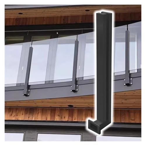 1 Satz 304 SS-Glasgeländer-Endpfosten zur seitlichen Montage – Schwarze Klemme for 10–12 mm starke Platten – for Balkone und Treppen(100cm/39.4in Middle Post) von PpeiliL
