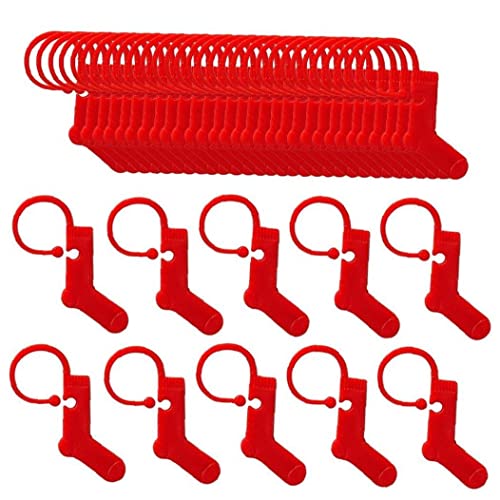 Ppmter Strickmaschenmarkierer, 40 Stück rote sockenförmige Stichverriegelungsclips aus Kunststoff zum Häkeln von Sicherheitsnadeln für Handarbeit, Stricken und Basteln von Ppmter