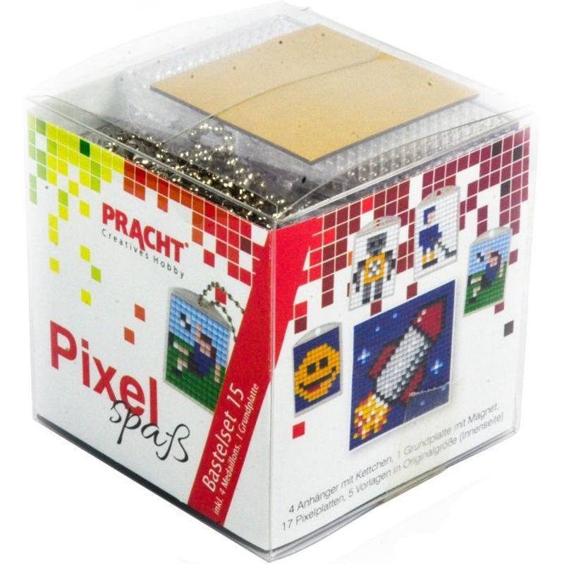 Pixel Bastelset 15 Smiley, Roboter, Eishockeyspieler, Fußballspieler, Rakete von Pracht Creatives Hobby GmbH