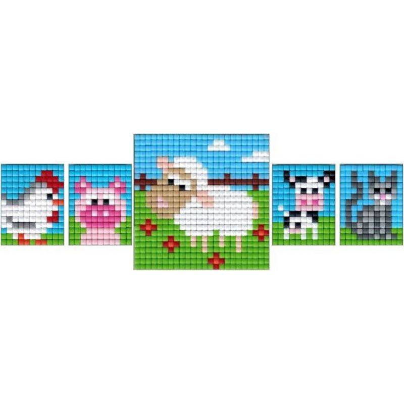 Pixel Bastelset 18 Huhn, Schwein, Kuh, Katze, Schaf von Pracht Creatives Hobby GmbH