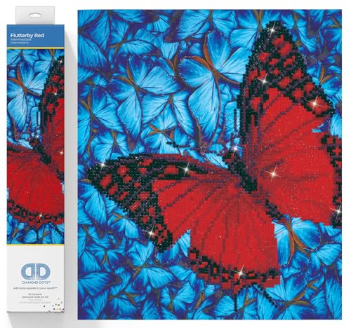 Diamond Dotz DD5-020 Schmetterling rot, ca. 30,5 x 30,5 cm groß, Diamond Painting, Malen mit Diamanten, funkelndes Bild zum Selbstgestalten, für Kinder und Erwachsene von DIAMOND DOTZ